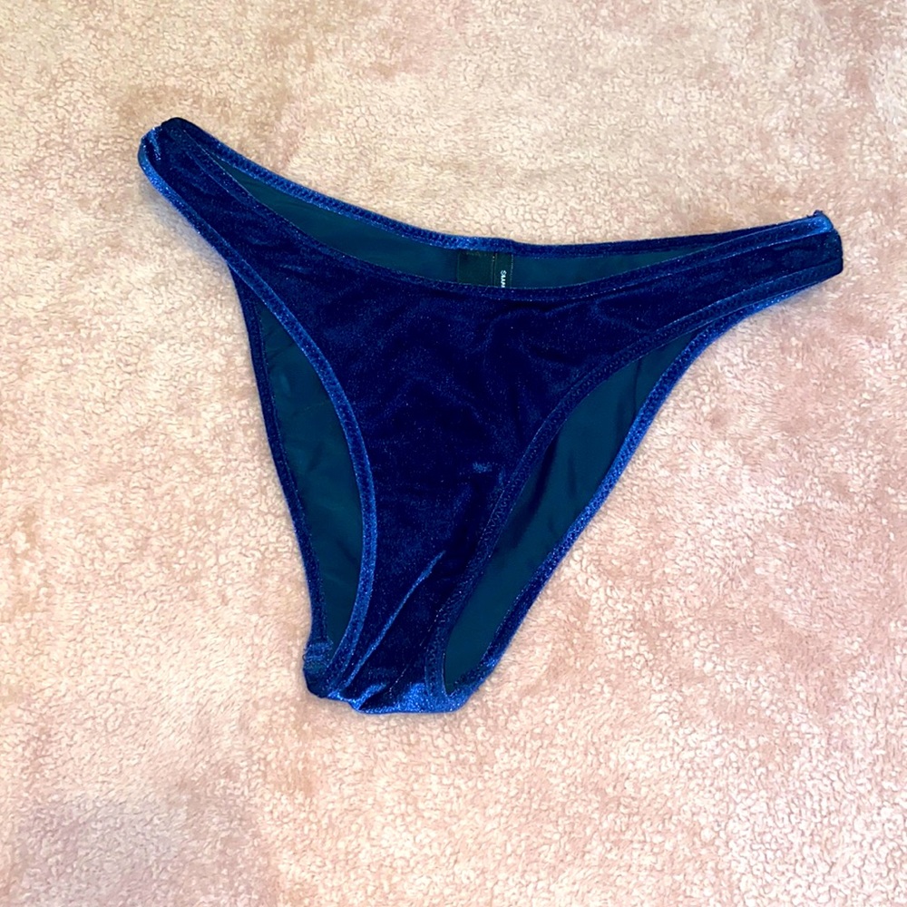 TRIANGL Navy Blue Velvet Two Piece Set - BOTTOM